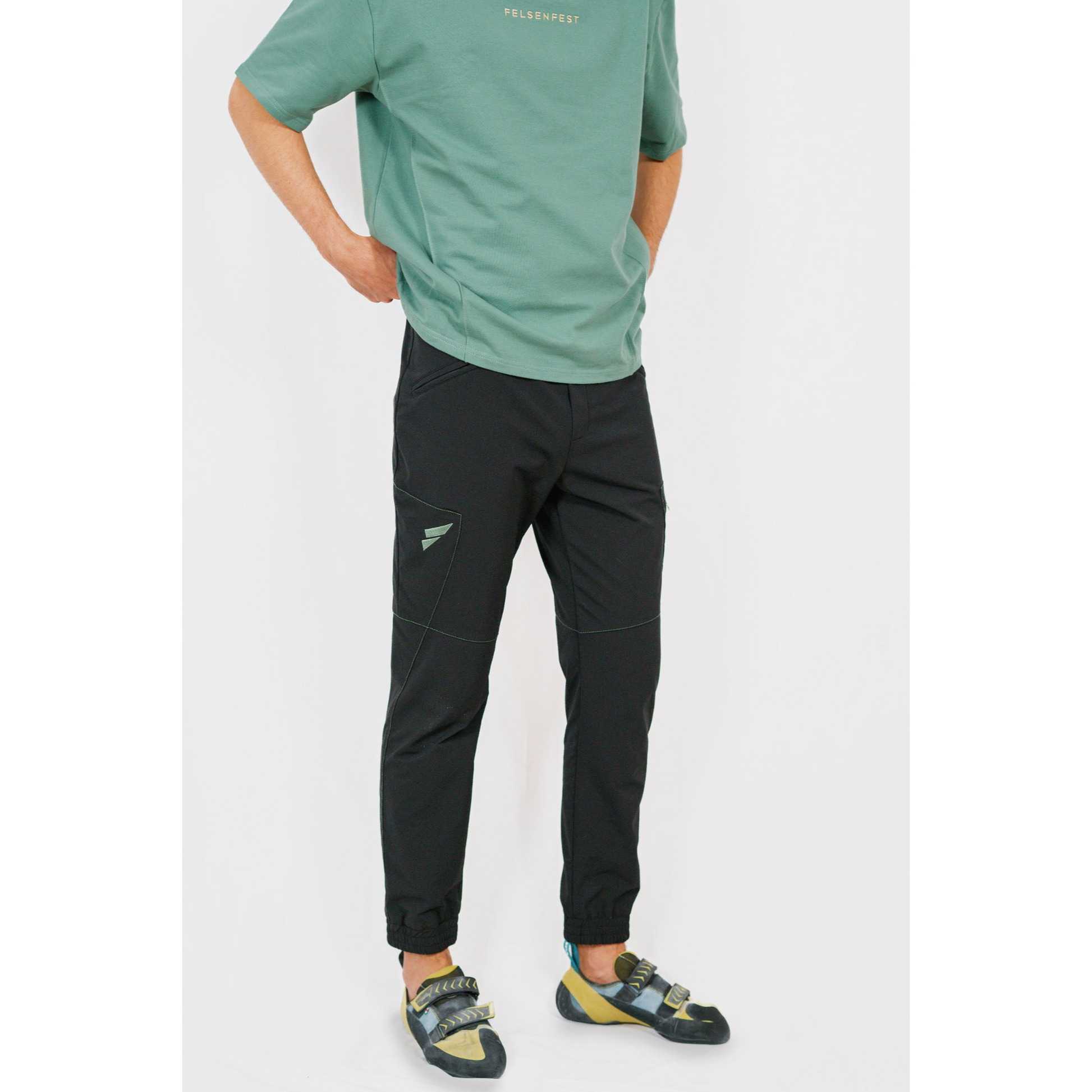 Felsenfest Boulderhose und Shirt in Türkis