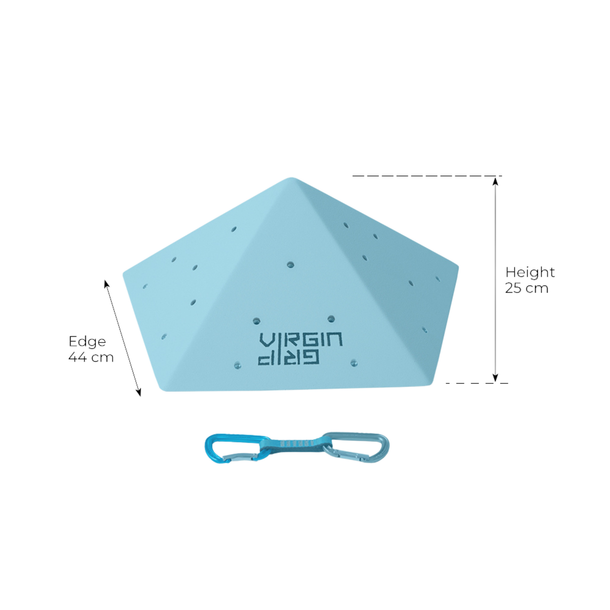 Virgin Grip Holzvolumen Pentagons P1 Seitenansicht mit Bemaßung